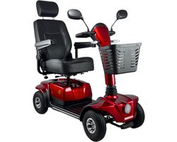 Scootmobiel Elite Max Super - Snelheid tot 12 km/u - Bereik tot 40 km - Comfort stoel - Rood - 4 wielen - Luchtbanden - Inclusief mand, oplader en spiegels - Scootplaza