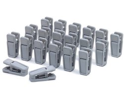20 stuks kunststof kledinghangerklemmen - speciale clips voor kledinghangers - winddichte en antislip kunststof wasknijpers - mini-wasknijpers - geschikt voor dunne kledinglijn fluwelen hangers - vaste kledingklemmen (grijs)