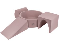 KiddyMoon Foam speeltuin PPZP-OK30D-124 met ballen heide: pastel-beige-powderroze-parel zwembad 300/club L/court/tunnel