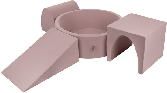 KiddyMoon Foam speeltuin PPZP-OK30D-124 met ballen heide: pastel-beige-powderroze-parel zwembad 300/club L/court/tunnel