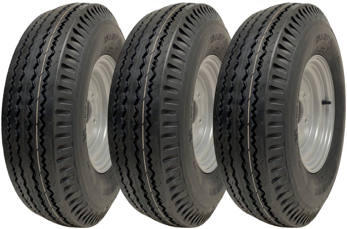5.00-10 Aanhangwagenwielen, 4-laags, geschikt voor hoge snelheden en voor de openbare weg, 355 kg, Wanda P802 (set van 3)