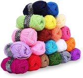 Kurelle 100% Acryl Brei Haak Garen Ballen in Geassorteerde kleuren (20 Pak) – 25g Grote Bonbons van 40m – Wol Perfect Voor Kleurrijk Handwerk en Mini Multikleur Weef Projecten