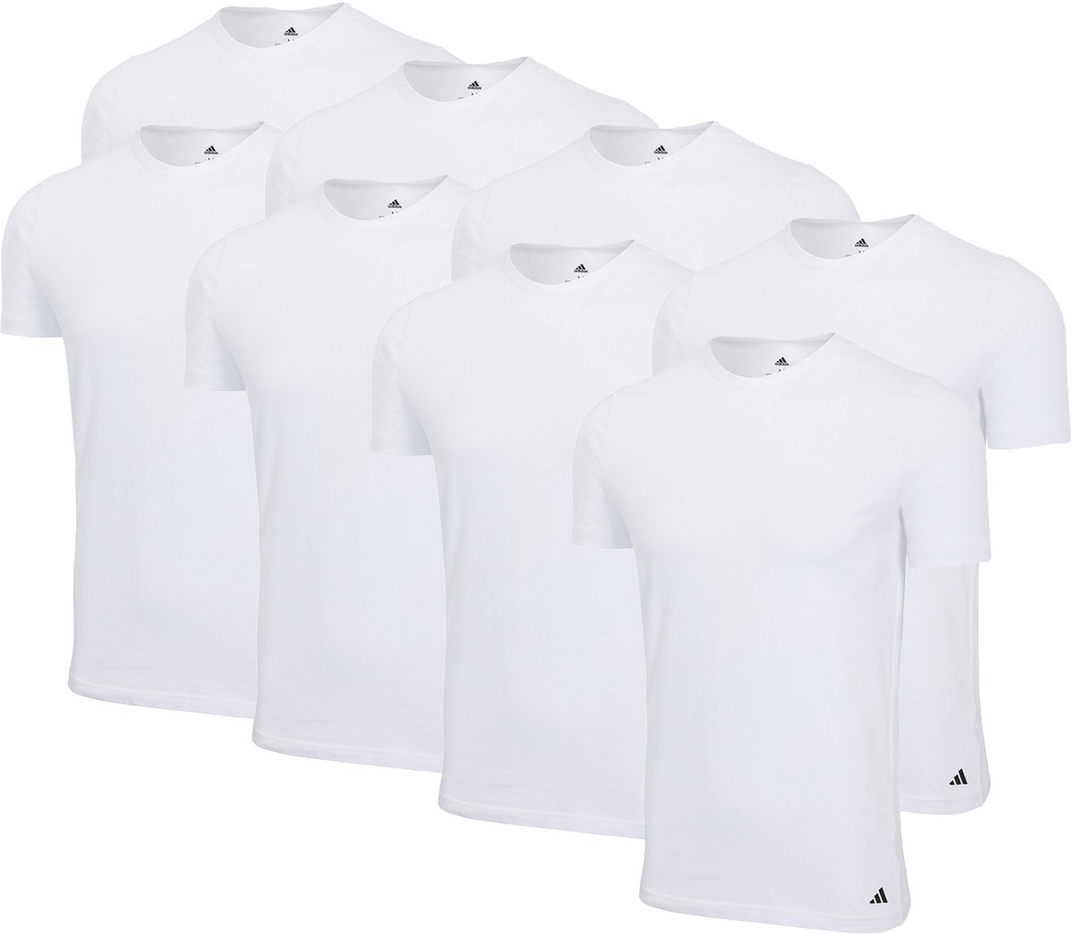 Set van 8 adidas T-shirts met ronde hals herenondershirt ronde hals katoen duurzaam Wit