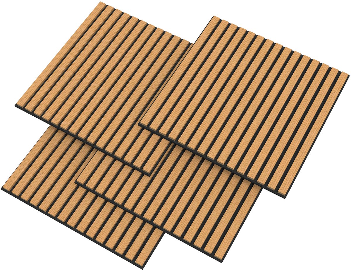 Akoestisch wandpaneel Vang 4 stuks 1,44 m² eikenkleurig donker 60x60 cm NEU.HOLZ