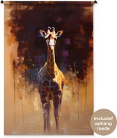 Wandkleed 120x180 cm - Wanddoek Giraf - Bruin - Abstract - Geschilderd - Wandtapijt - Wandkleden