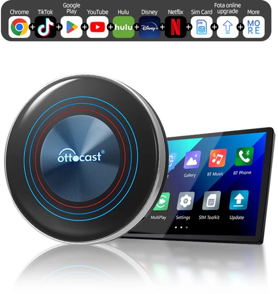 Ottocast Draadloze Afstandsbediening voor CarPlay AI Box, Bluetooth Air Mouse Handcontroller Compatibel met OttoAibox I3, P3, P3 Lite, Play2Video Pro, Eenvoudig Plug & Play