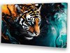 Tijger, Surrealistisch, Oranje, blauw, zwart, wit, turquoise