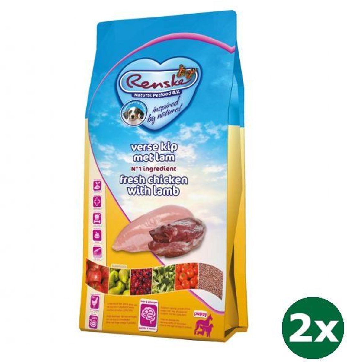 Renske 2x6,5 kg Renske super premium puppy kip / lam hondenvoer