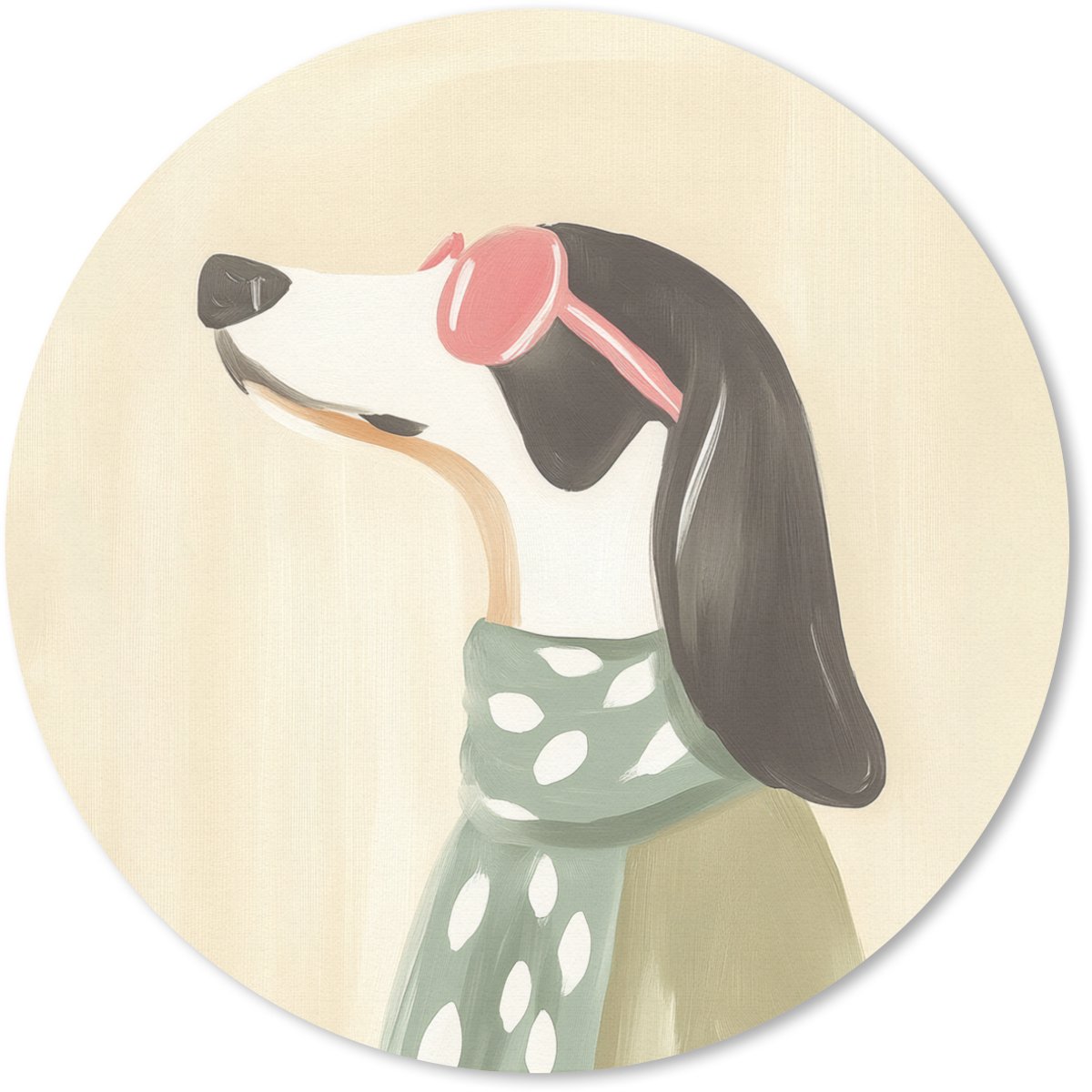 Muismat rond 20x20 cm - Mousepad Hond - Zonnebril - Sjaal - Ronde muismatten