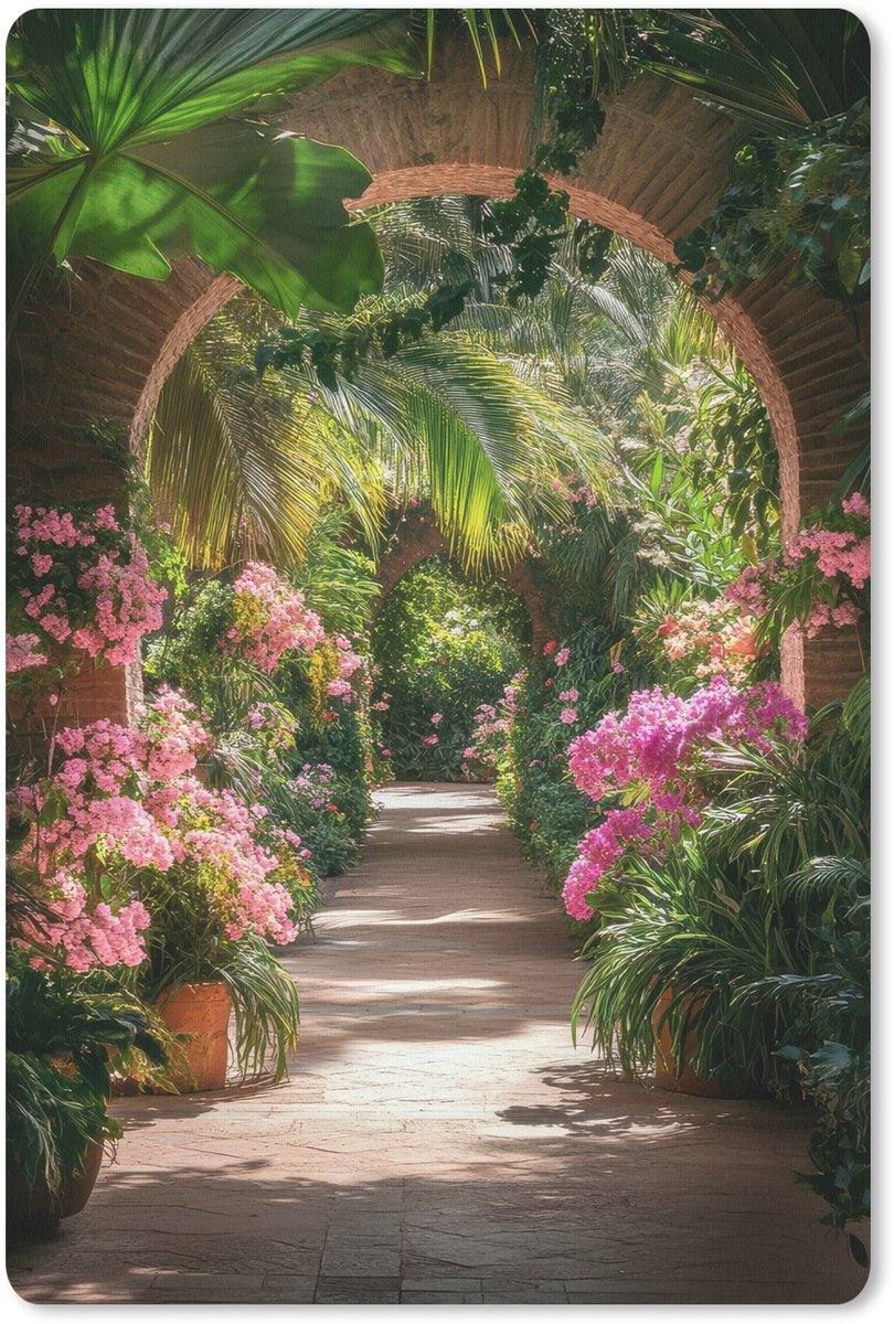 Muismat 18x27 cm - Mousepad Doorkijk - Tropisch - Bloemen - Natuur - Muismatten