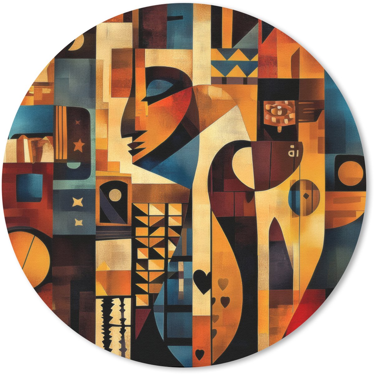 Muismat rond 30x30 cm - Mousepad Figuren - Abstract - Symbolen - Ronde muismatten