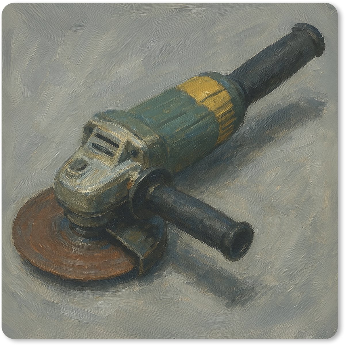 Muismat 20x20 cm - Mousepad Haakse slijper - Schilderij - Gereedschap - Muismatten