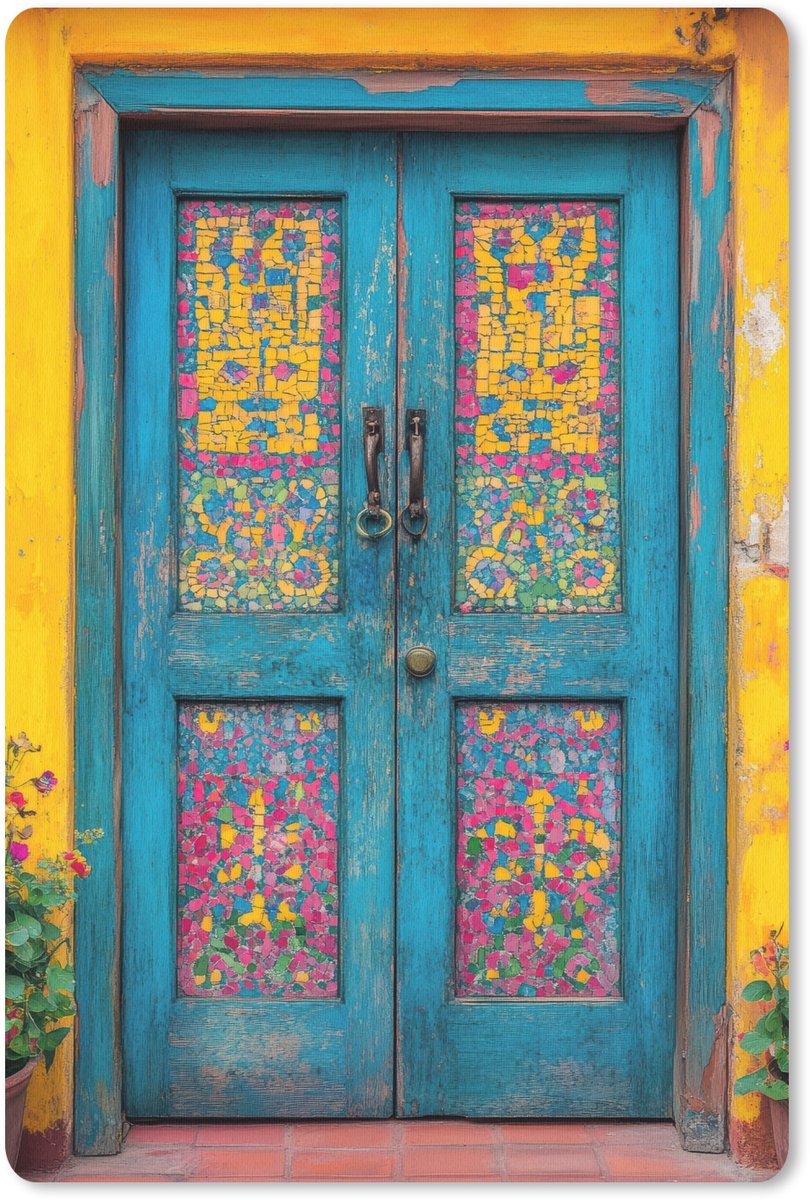 Muismat 18x27 cm - Mousepad Deuren - Kleurrijk - Planten - Muismatten