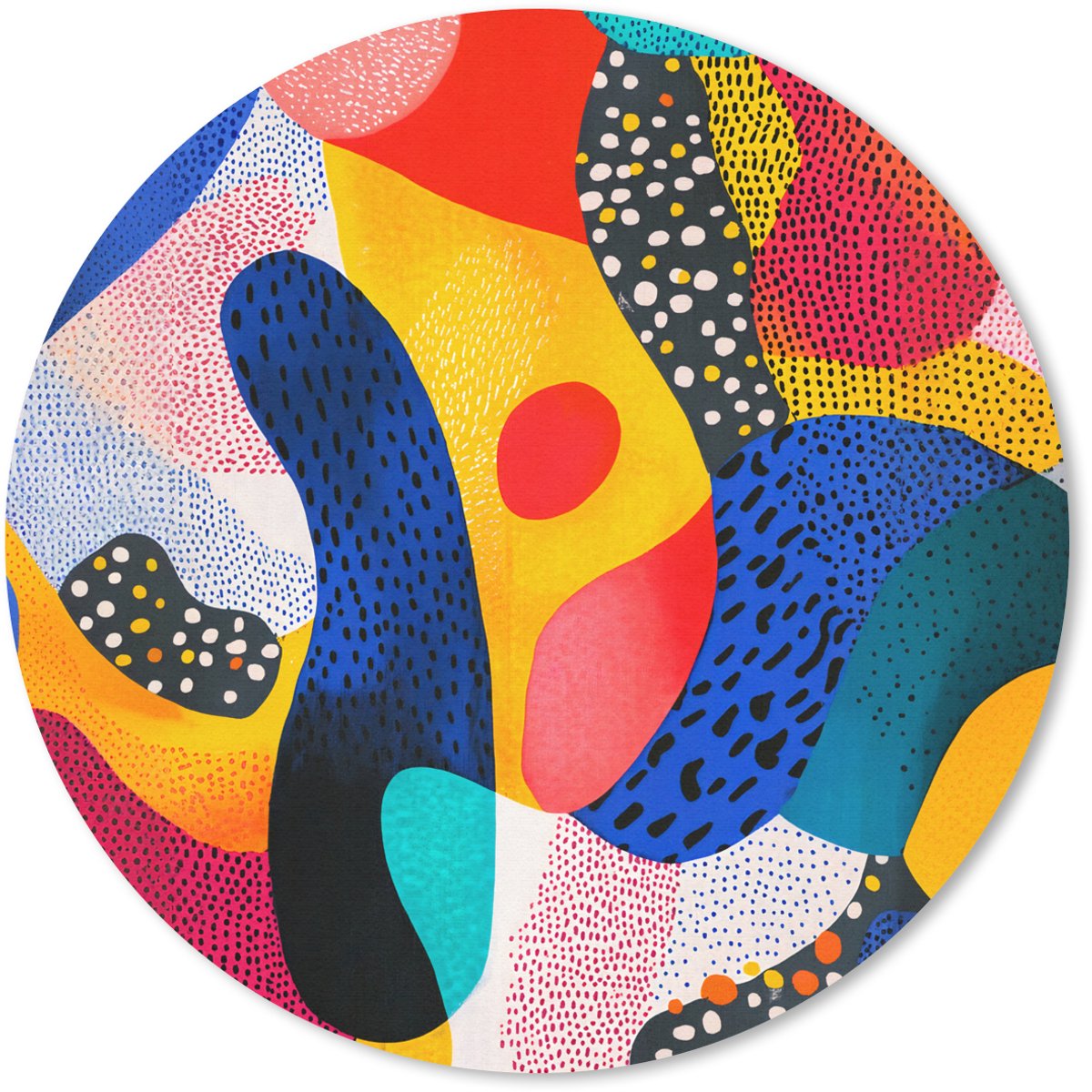 Muismat rond 20x20 cm - Mousepad Vormen - Abstract - Stippels - Blauw - Ronde muismatten