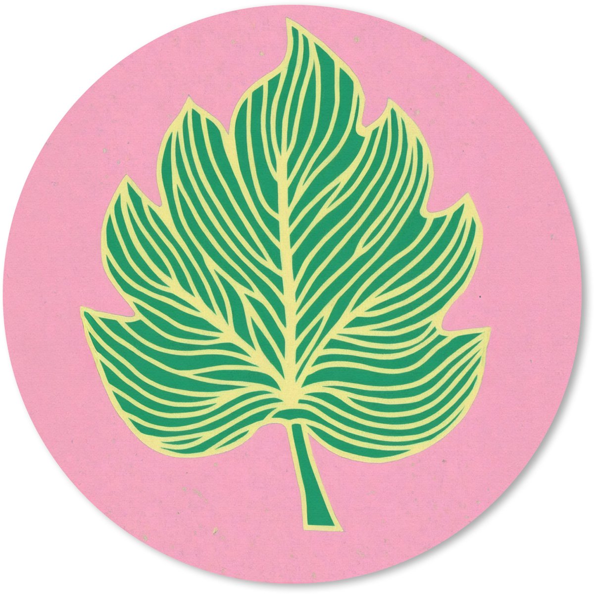 Muismat rond 50x50 cm - Mousepad Blad - Groen - Illustratie - Minimalistisch - Ronde muismatten