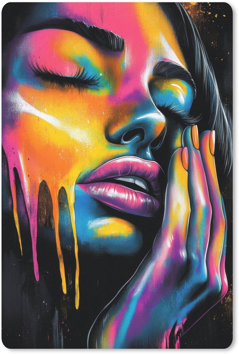 Muismat 18x27 cm - Mousepad Vrouw - Gezicht - Verf - Kunstzinnig - Muismatten