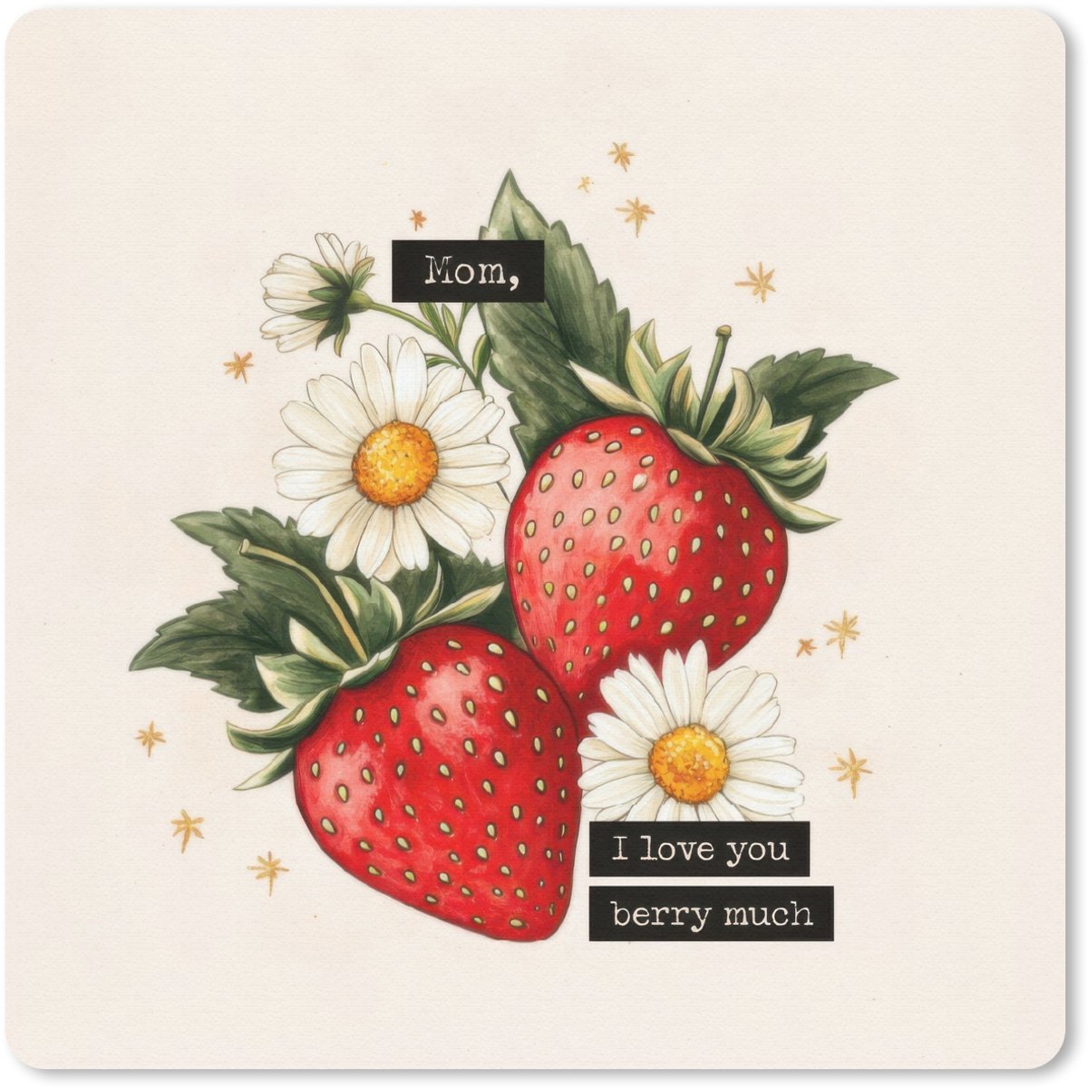 Muismat 20x20 cm - Mousepad Aardbeien - Madeliefjes - Quote - Sterretjes - Muismatten