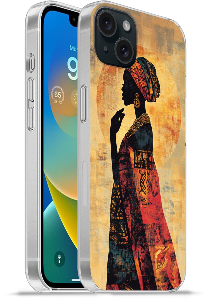 Telefoonhoesje Geschikt voor iPhone 15 Plus hoesje - Vrouw - Silhouet - Patronen - Sierlijk - Siliconen Telefoonhoesje Telefoonhoesje