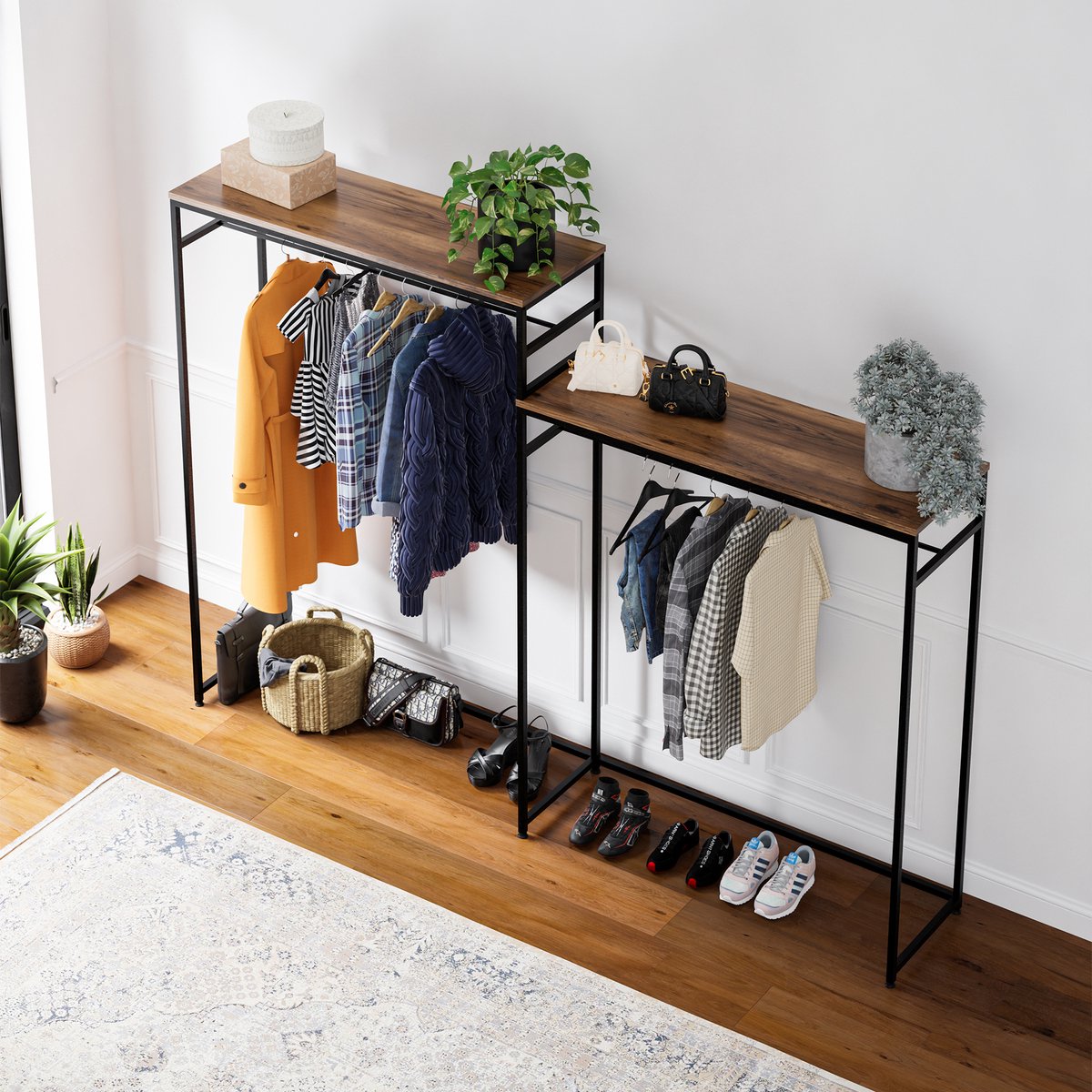 En.casa Kledingrek Skestbyena 240x40x170 cm zwart en walnootkleurig [ ]