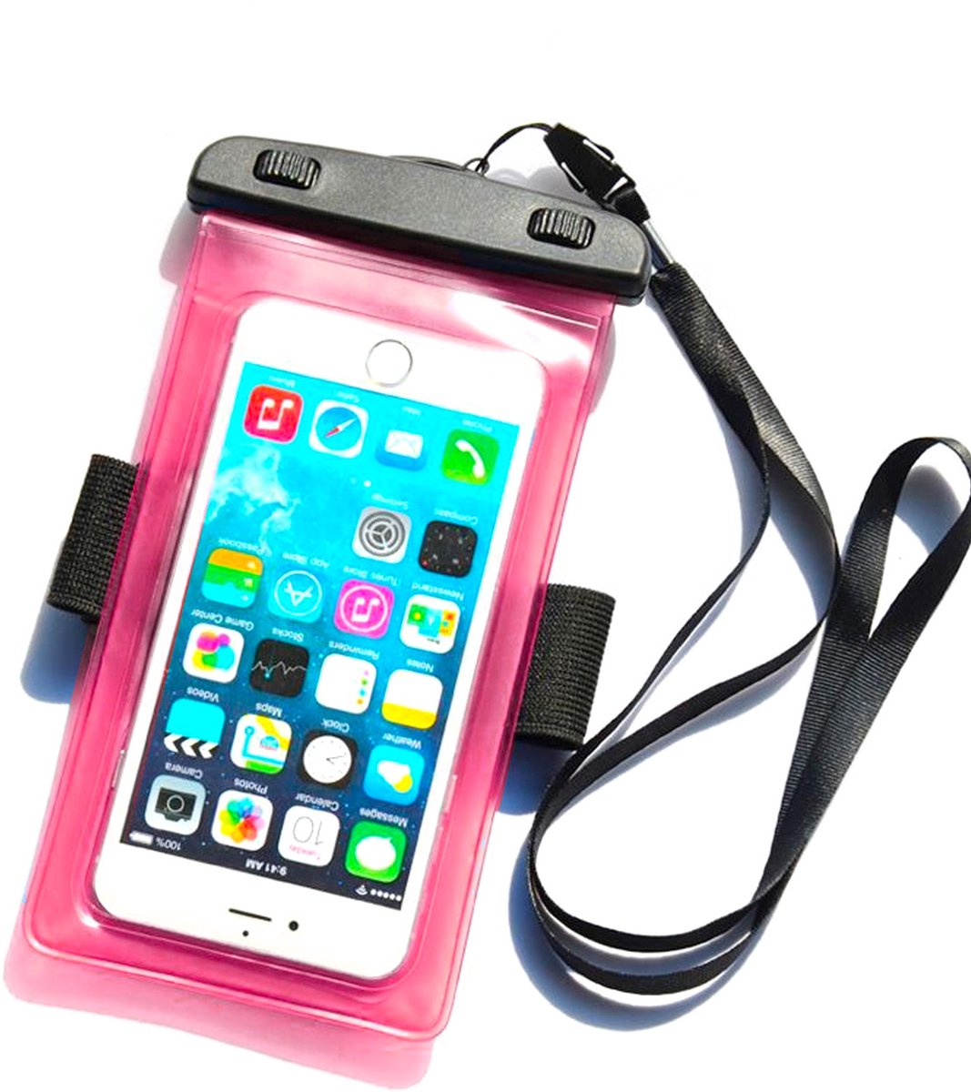 Waterdichte telefoonhoes met armband van PVC - Roze