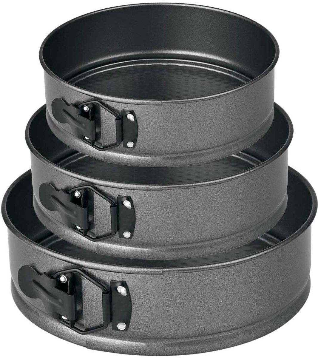 Ibenzoa® Ronde Bakvorm Set van 3 met Antikleeflaag en Serviervloer