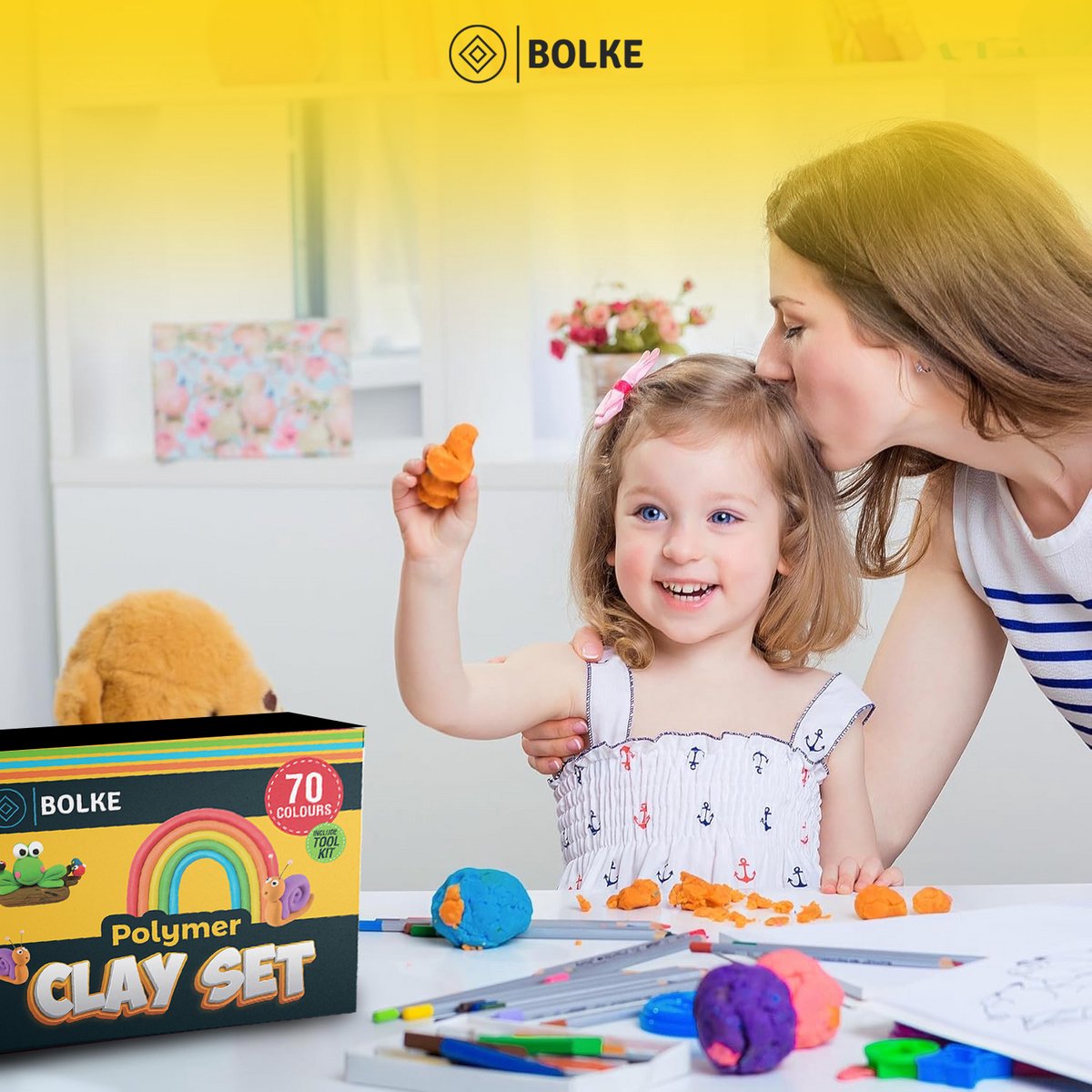 Bolke Polymeer Klei Set - 70 Kleuren 70x20g - Ovenhardende Boetseerklei voor Volwassenen - Fimo Alternatief — afbeelding 5