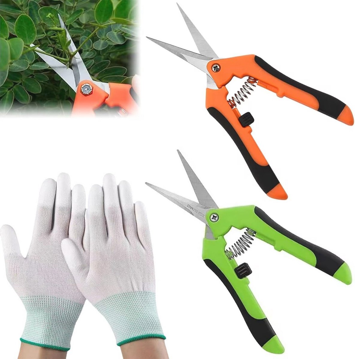 Ergonomische Snoeischaar Set - 2 Stuks met Rechte Kop voor Planten, Bloemen en Bonsai