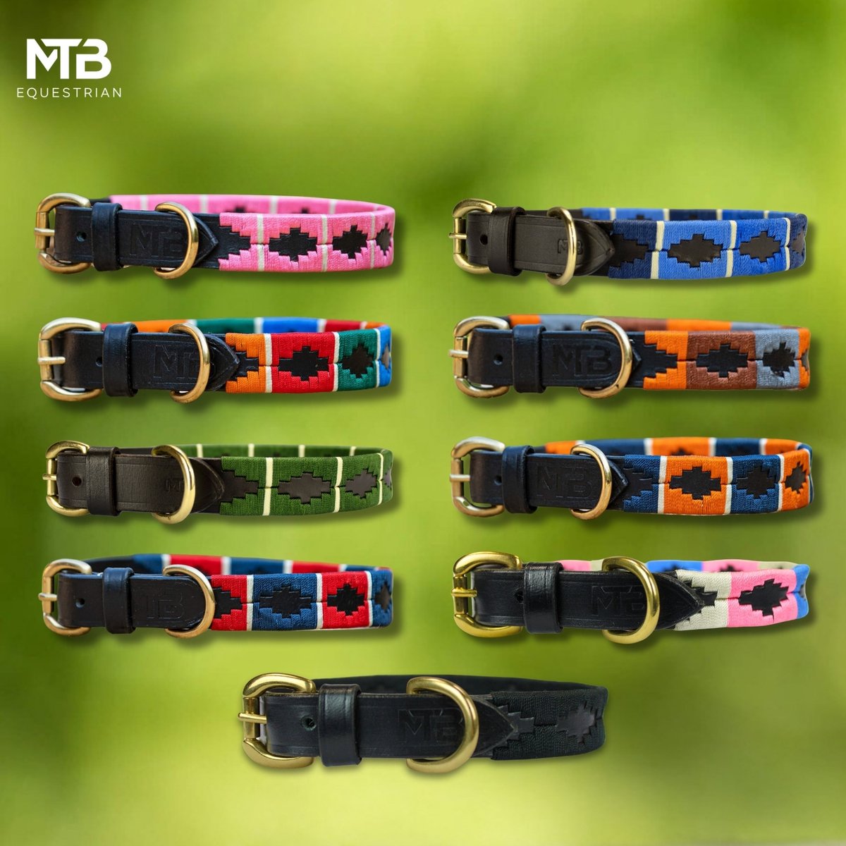 Leren Hondenhalsband – Groen Polo Design – Maat XL – Handgemaakt & Comfortabel – MTB Equestrian