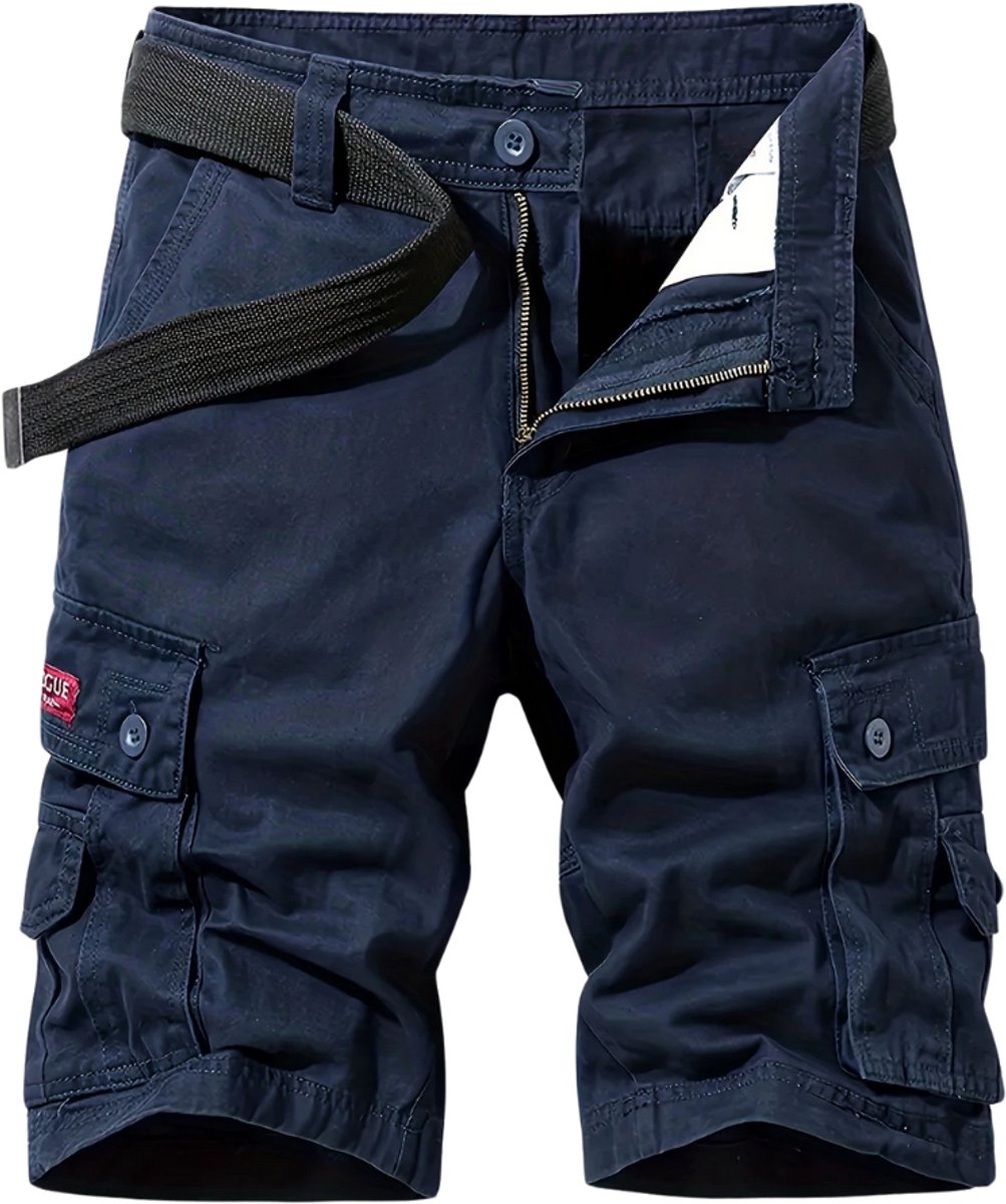 Livano Korte Broek Heren Cargobroek Spijkerbroek met Zakken Volwassenen Jongens Shorts Blauw