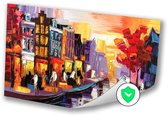 Kleurrijk stadsgezicht met water - Stadsgezicht wanddecoratie - Poster gebouwen - Expressionisme - Slaapkamer posters - Muurdecoratie posters - poster 120x80 cm