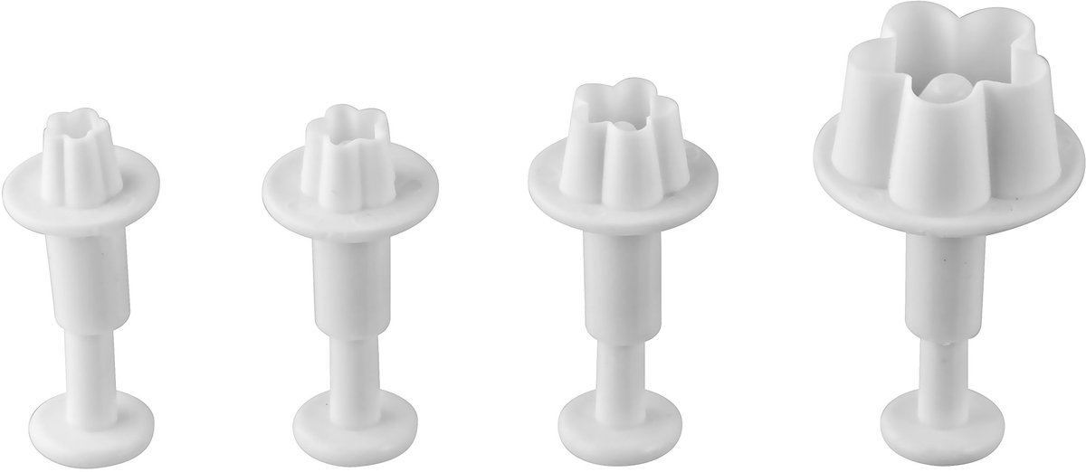 Dr. Oetker Decorvormpjes 4-delige "Bloem", uitsteekvormen voor het hele seizoen, uitstekers voor marsepein en fondant - vaatwasmachinebestendig (kleur: wit), aantal: 1 x set van 4