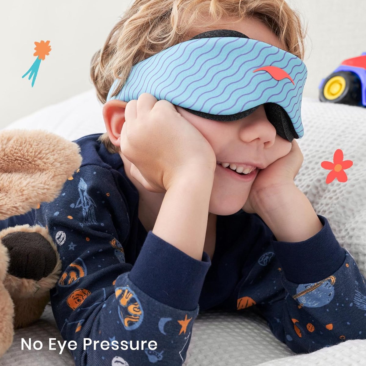 Manta KIDS Sleep Mask – Arctic Blue - Slaapmasker voor kinderen – 100% verduisterend – Geen druk op ogen – Volledig verstelbaar voor een perfecte pasvorm – Hypoallergeen – Zacht & ademend – Voor kinderen vanaf 6 jaar — afbeelding 5