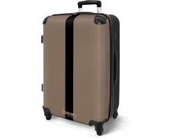 NoBoringSuitcases.com NoBoringSuitcases.com® - Koffer groot - Rolkoffer lichtgewicht voor reizen - Licht bruin met zwarte streep - Reiskoffer met 4 wielen - Bagagekoffer met TSA slot