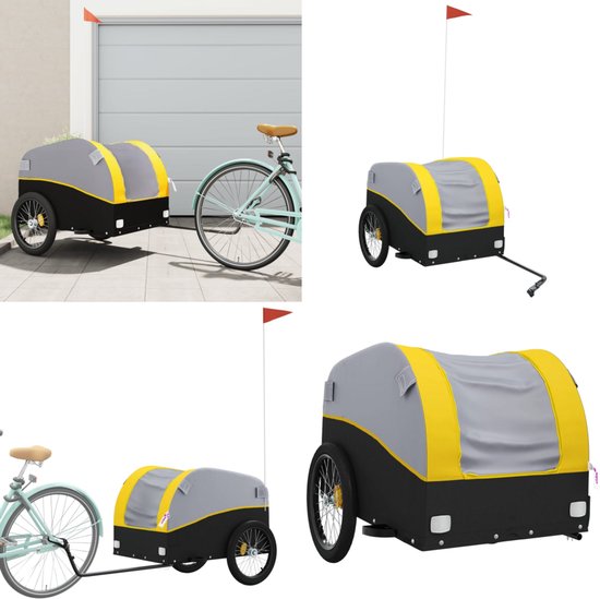 VidaXL Fietstrailer 45 kg IJzer Zwart - Fietskar en Buggy, Fiets Duwkar, Transportkar