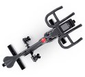 Bovenaanzicht van de zwarte FitBike spinfiets console met handgrepen en pedalen.