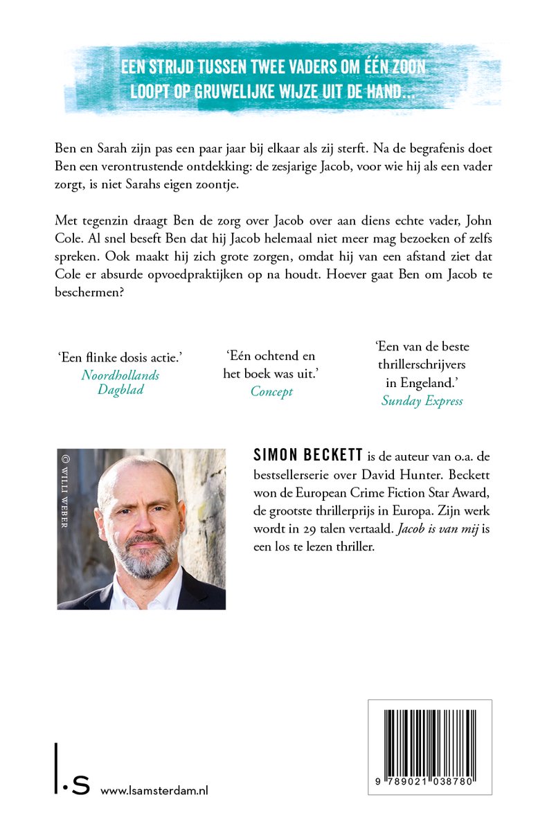 Boekcover met tekst en portret van Simon Beckett.