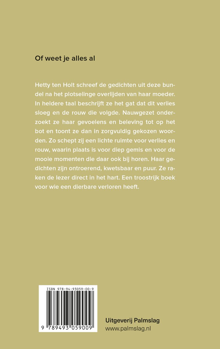 Of weet je alles al - back cover