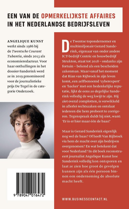 Boekcover met foto van Angelique Kunst en tekst over Gerard Sanderink.