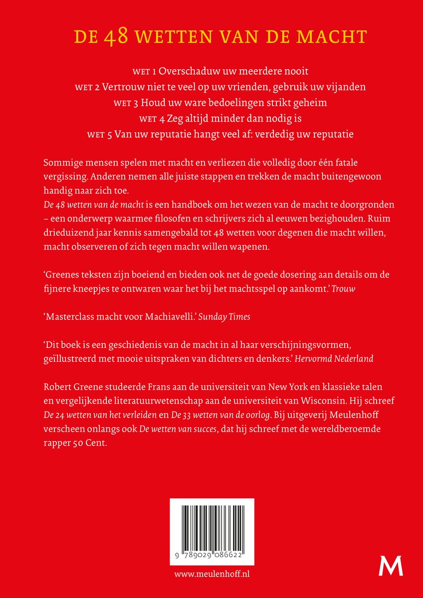 De 48 wetten van de macht - back cover