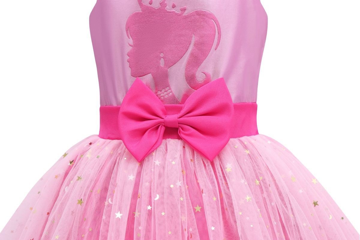 Joya Kids® Luxe Verkleedpop Prinsessenjurk voor kinderen | Verkleedjurk Meisje hard Roze Tule Rok | Halloween kostuum | Metallic Roze met Strik | Carnaval kleding | Verkleed kostuum Jurk | — afbeelding 11