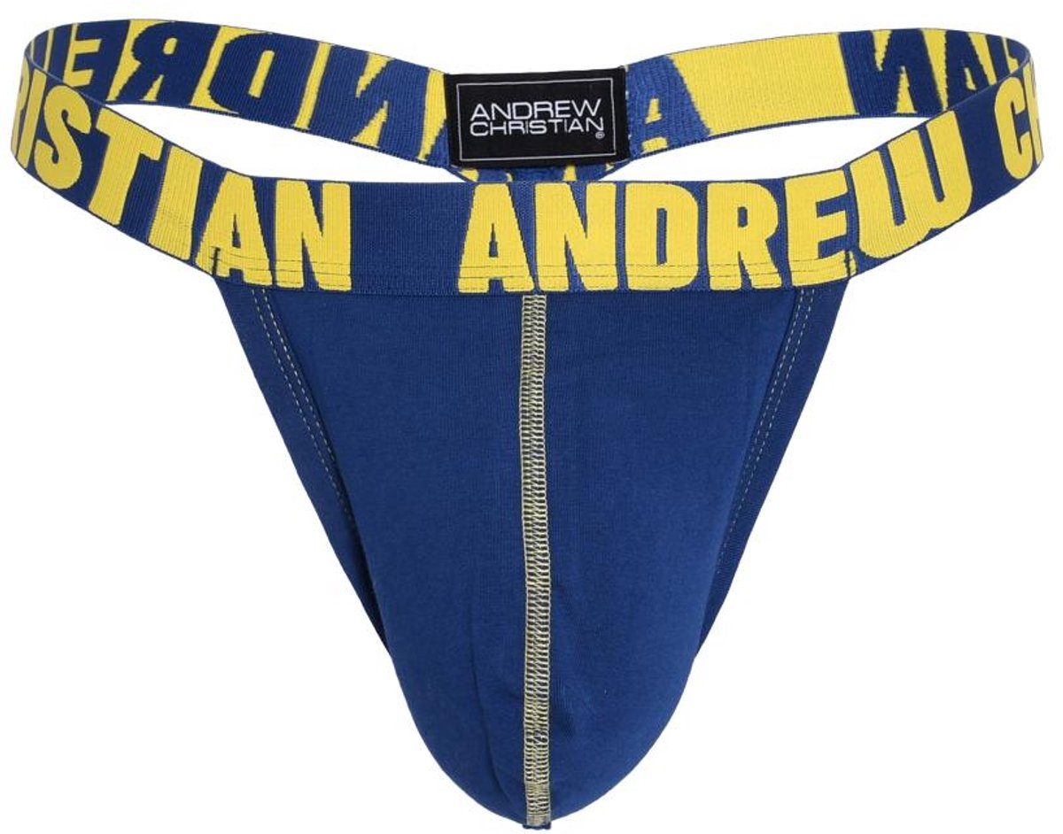Andrew Christian Happy G-String w/ ALMOST NAKED® Navy - MAAT L - Heren Ondergoed - String voor Man - Mannen Thong