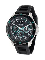 Nautica Nct Windrose Chronograph Watch Zilveren Toon Case: 100% Roestvrij Staal | Armband: 100% Bio-Based Pu 46 mm NAPWRS403