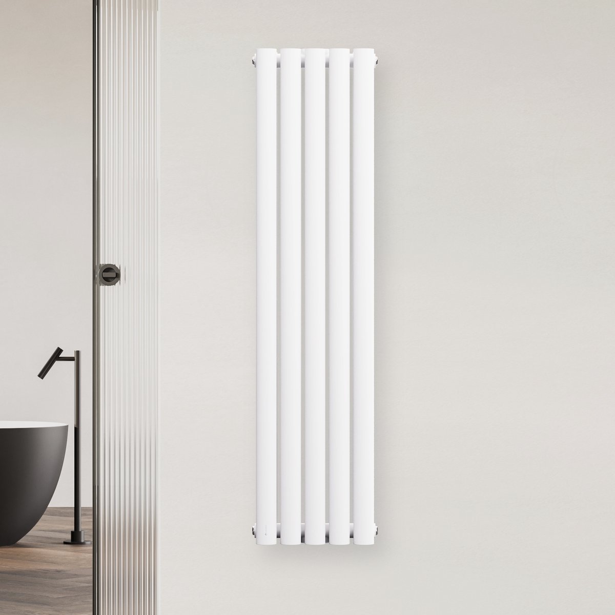 Blumfeldt Heizkörper Middenaansluiting - 620 W Wandverwarming, Staal Poedercoating, Dubbelwandig, Energiebesparende Warmwaterwerking, Designverwarming Voor Bad & Woonruimtes, 120x30 cm, Wit
