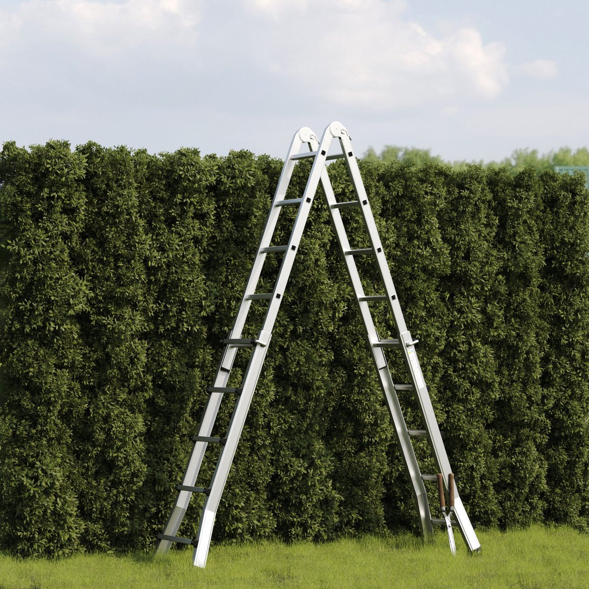 RMBO - Uitschuifbare Vouwladder 4x5 - Vouwladder - Multiladder - 5,10 m lang - Compact en Draagbare ladder - Geschikt voor Particulier en Professioneel Gebruik - Max. Belasting 150 kg, EN 131.6 – foto 7
