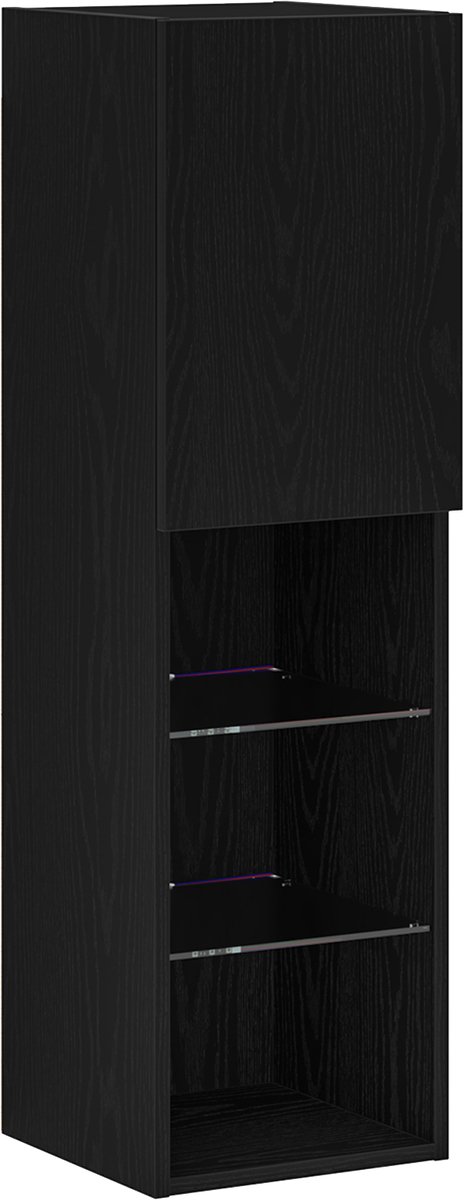 vidaXL - Tv-meubelset - Zwart - Eiken - 30,5 - x - 30 - x - 102 - cm - Bewerkt - hout