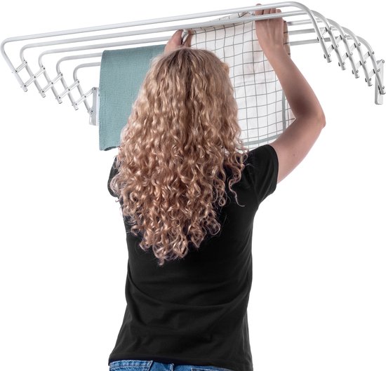 KADAX Opklapbaar Wasrek Voor Wasruimte, Ruimtebesparende Wasdroger Van Metaal Uittrekbare Accordeonwand Kleerhanger Binnenshuis 100 Cm 663711514