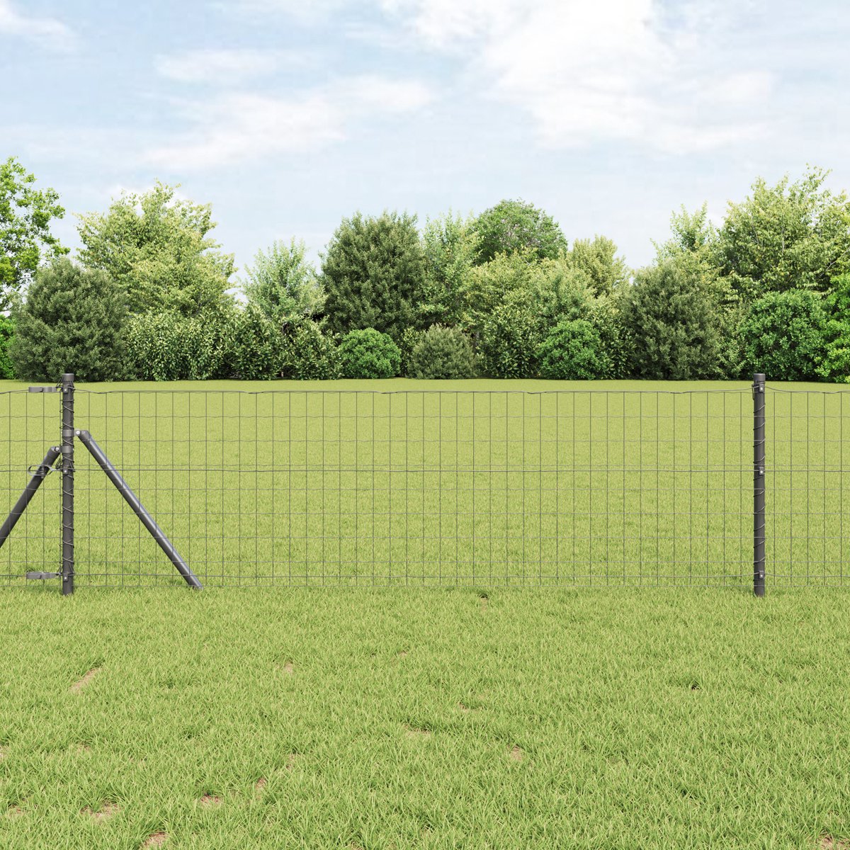 vidaXL - Euro - Hek - Grijs - 0,8 - x - 25 - m - PVC-gelaagd - ijzer