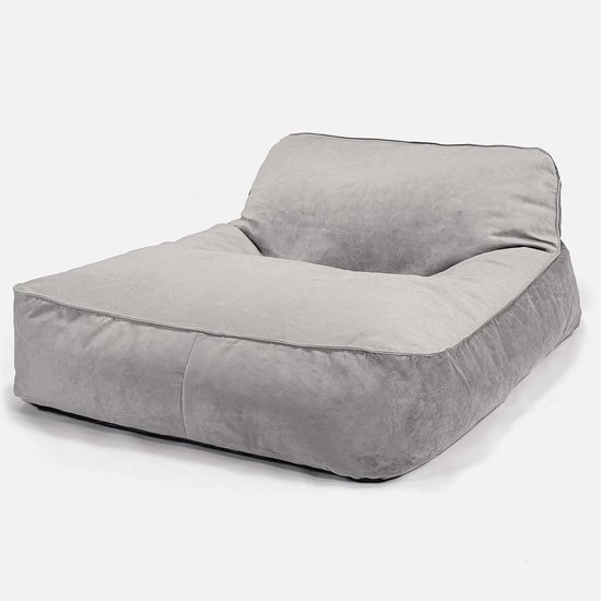 Lounge Pug, Mega-stoel Zitzak, Grote Fauteuil Poef, Fluweel Zilver- Big Bertha Original NL