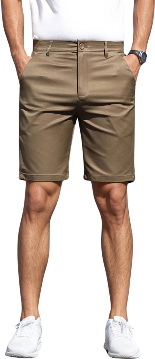 Livano Korte Broek Heren Golfbroek Spijkerbroek met Zakken Volwassenen Jongens Shorts Bruin