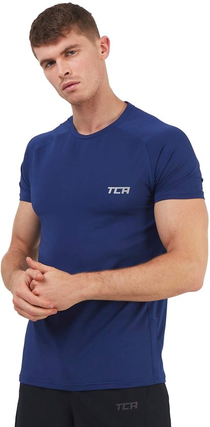 Foto: Tca stamina lichtgewicht gym top dry fit running top voor heren gym tops voor mannen gym t shirts mannen indigo l